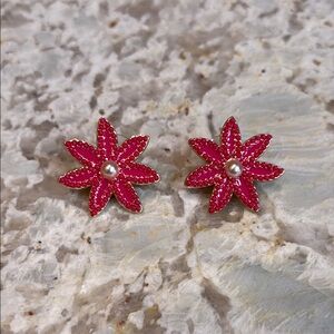 Hot Pink Sugarfix by BaubleBar Floral and pearl Stud Earrings